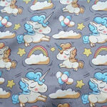 Tela Unicornios Gris